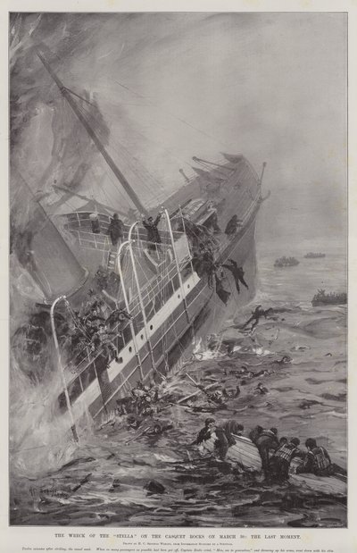 The Wreck of the Stella on the Casquet Rocks on 30 March, the Last Moment by Henry Charles Seppings Wright